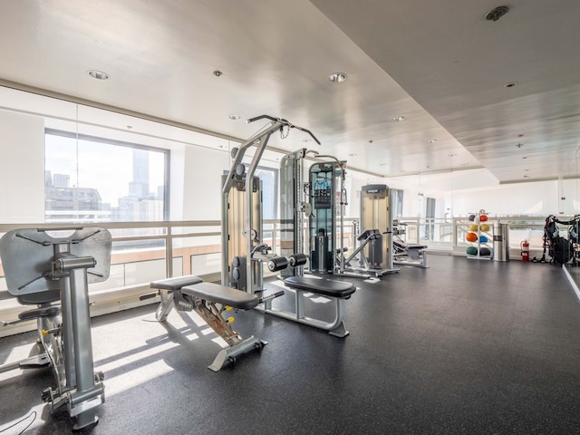 workout area featuring a healthy amount of sunlight