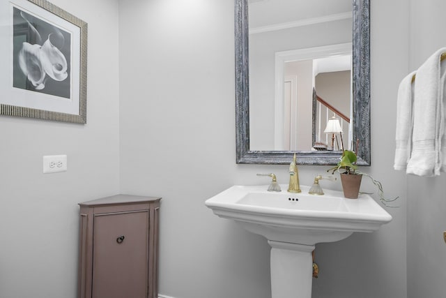 bathroom with ornamental molding