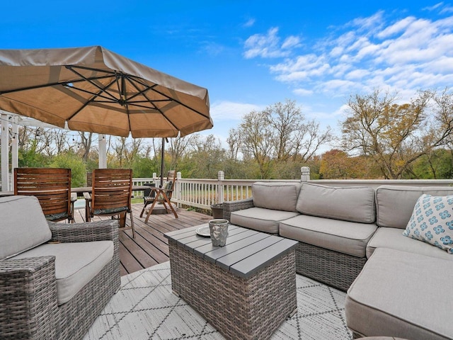 deck featuring an outdoor hangout area