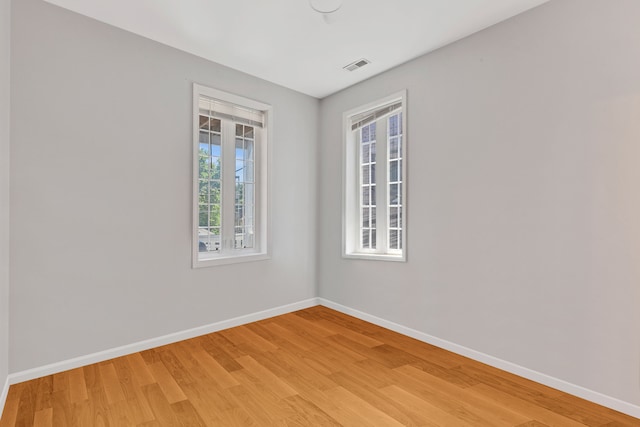 spare room featuring wood-type flooring