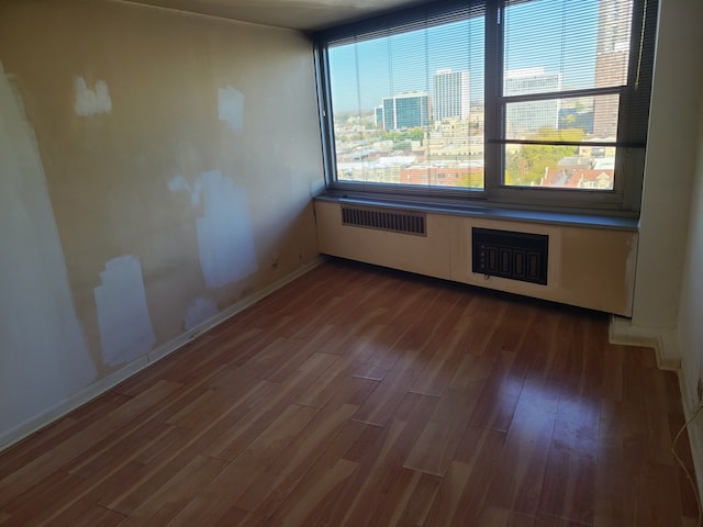 unfurnished room featuring a wealth of natural light and wood-type flooring