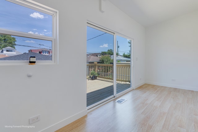 interior space with light hardwood / wood-style floors