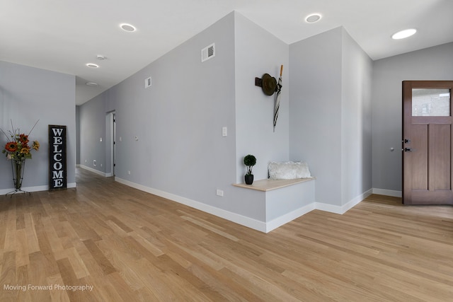 entrance foyer with light wood-type flooring