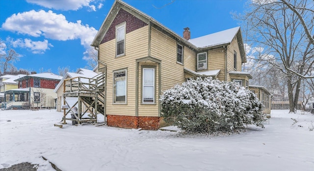 view of snow covered exterior