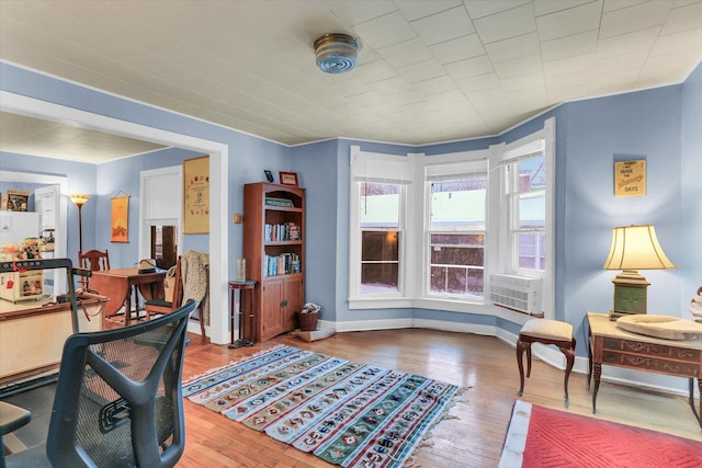 office area with hardwood / wood-style flooring