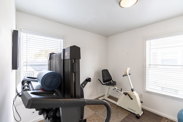 workout area with a wealth of natural light