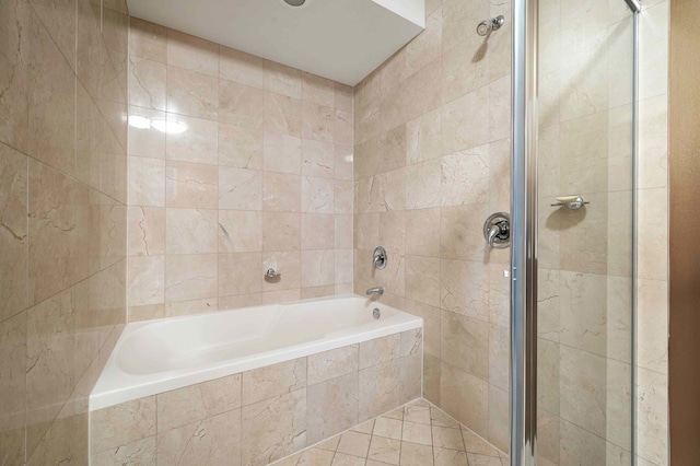 bathroom with plus walk in shower