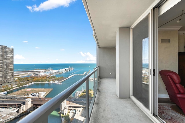 balcony with a water view