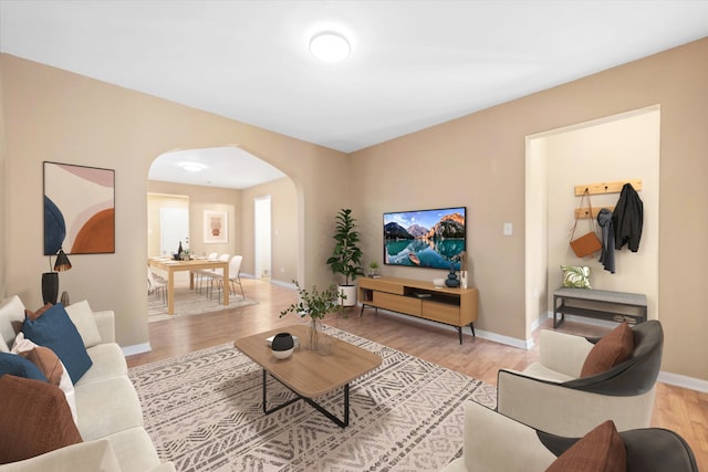 living room featuring light hardwood / wood-style flooring