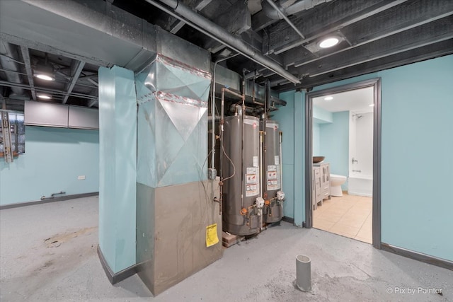 utility room featuring water heater