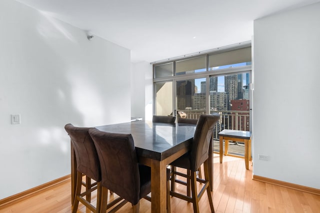 dining space featuring light hardwood / wood-style flooring