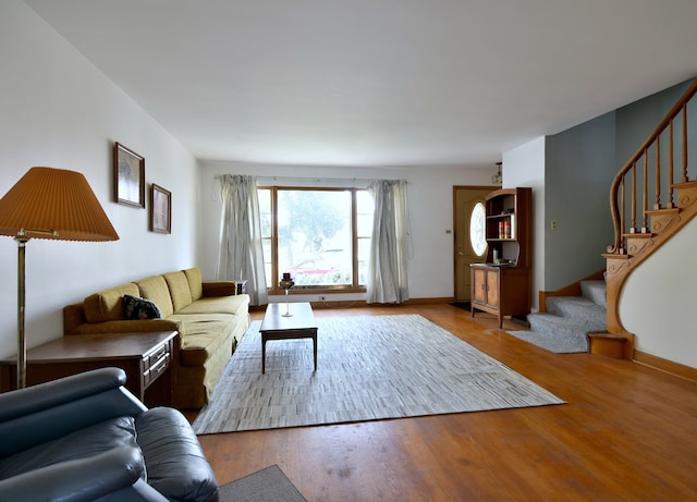 living room with light hardwood / wood-style floors