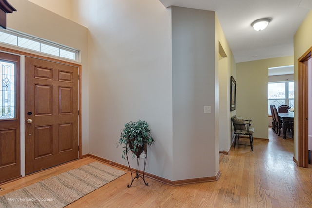 foyer featuring light wood-type flooring