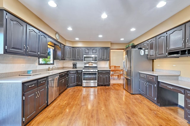 kitchen featuring sink, stainless steel appliances, and light hardwood / wood-style floors