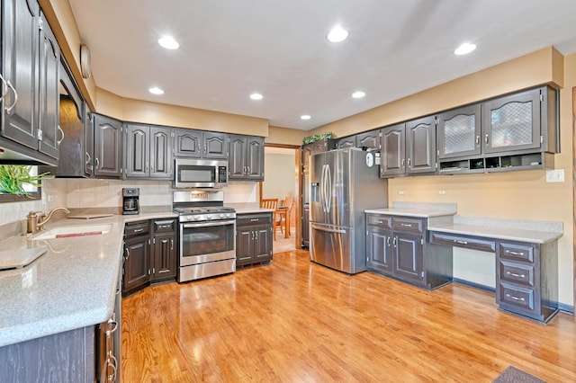 kitchen featuring sink, stainless steel appliances, and light wood-type flooring