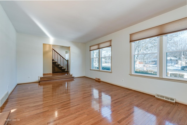 unfurnished living room with light hardwood / wood-style floors