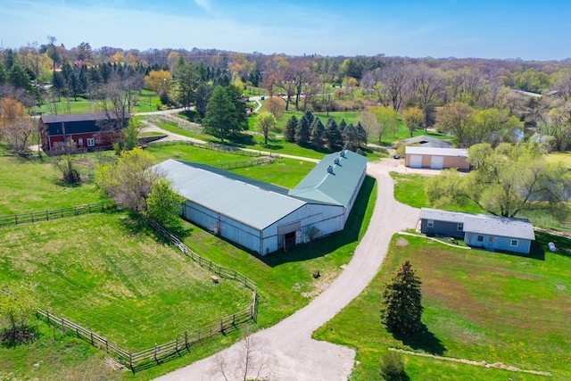 aerial view with a rural view