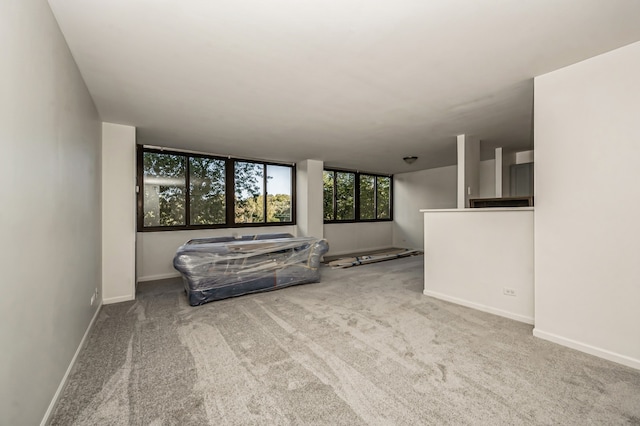 unfurnished living room with carpet flooring