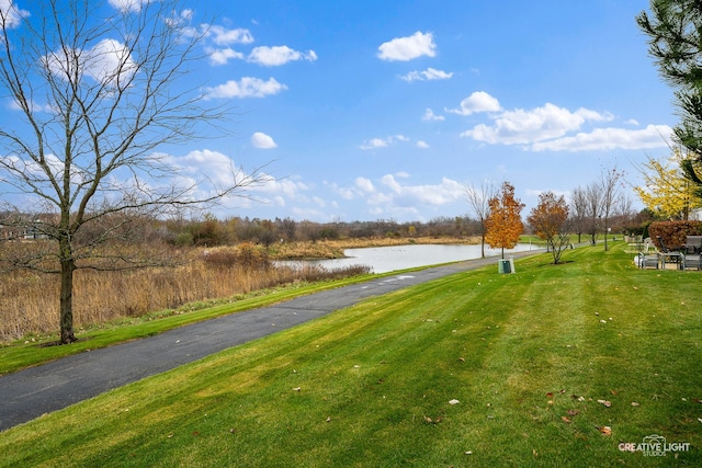 view of road featuring a water view