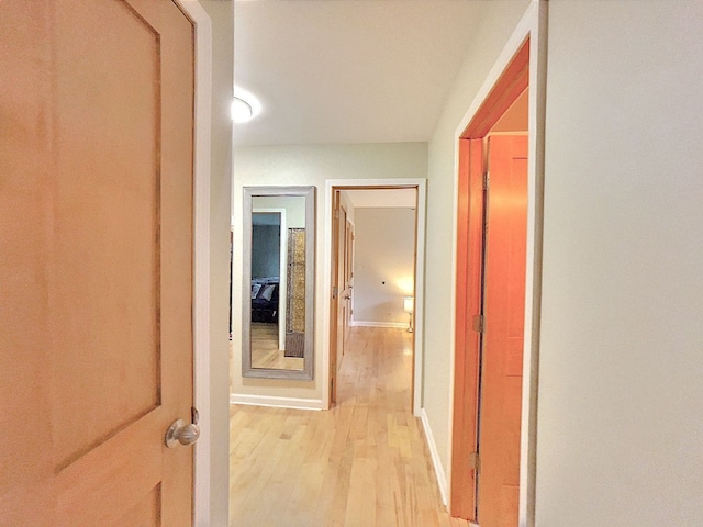 hall with light hardwood / wood-style flooring