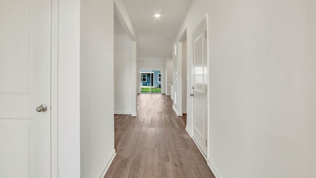 hall featuring light wood-type flooring