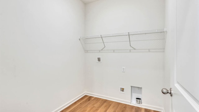 laundry area with hardwood / wood-style floors and washer hookup