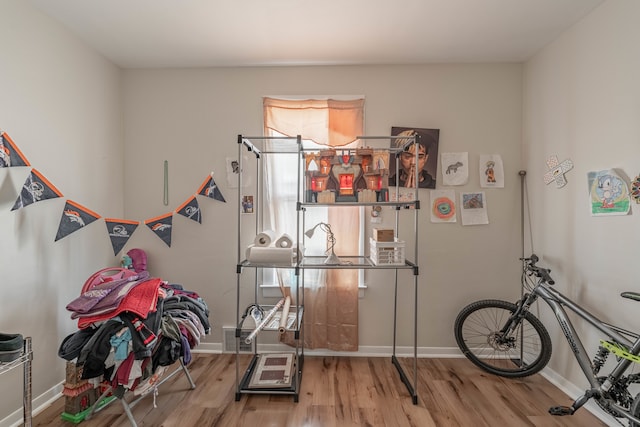 playroom featuring hardwood / wood-style flooring