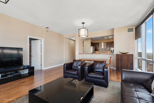 living room featuring hardwood / wood-style flooring