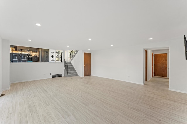 unfurnished living room featuring light hardwood / wood-style floors