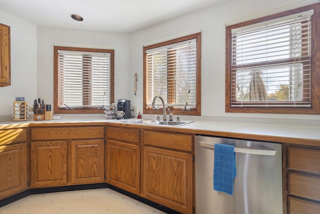 kitchen with sink, dishwasher, and plenty of natural light