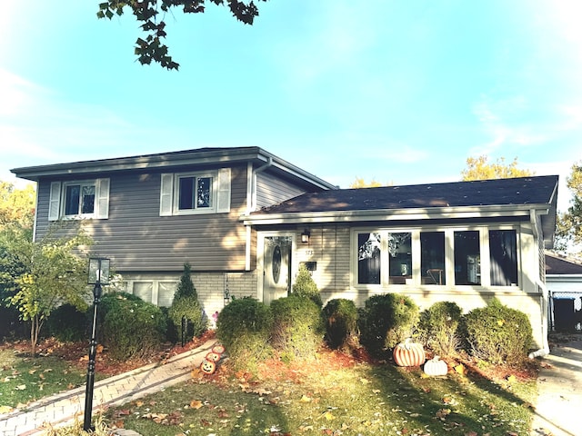 view of split level home