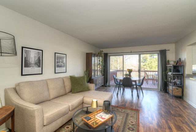 living room featuring dark hardwood / wood-style floors