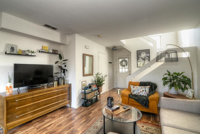 living room featuring hardwood / wood-style flooring