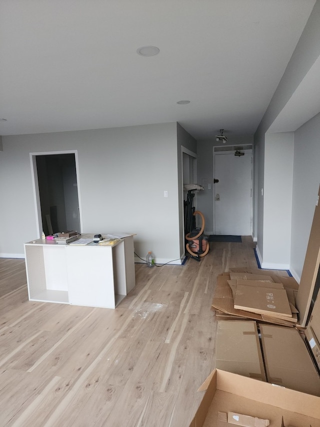 kitchen with light wood-type flooring