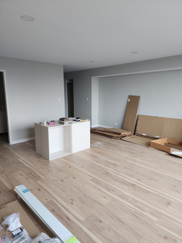 unfurnished living room featuring light hardwood / wood-style floors