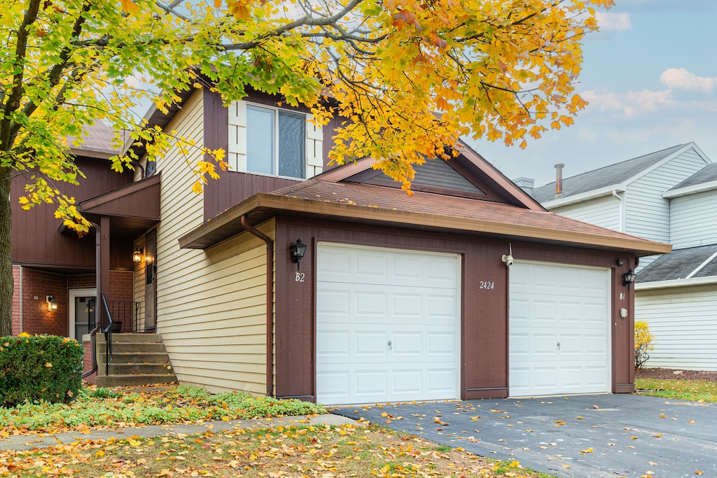 exterior space with a garage