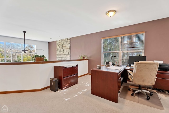 office with light colored carpet