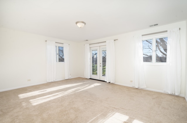 spare room with light colored carpet and a healthy amount of sunlight