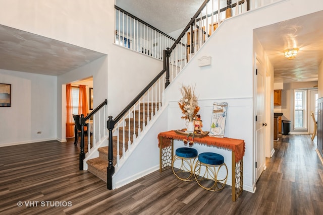 stairway with wood-type flooring