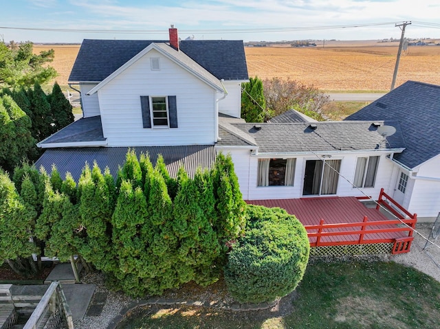 4140 E German Valley Rd, Freeport, IL 61032 - rear view of property with a wooden deck and a shingled roof