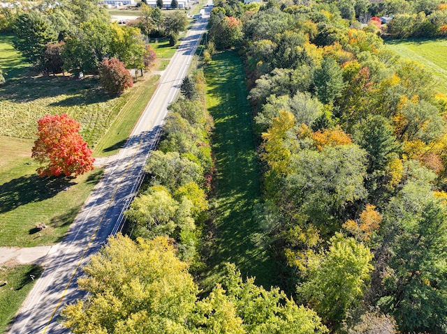 birds eye view of property featuring a rural view