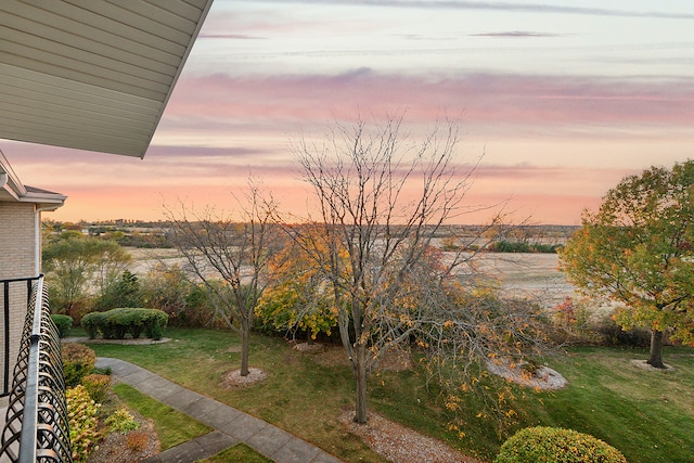 view of yard at dusk