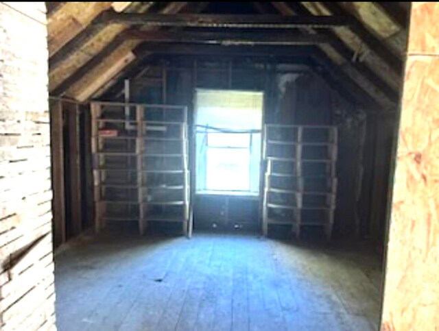 view of unfinished attic