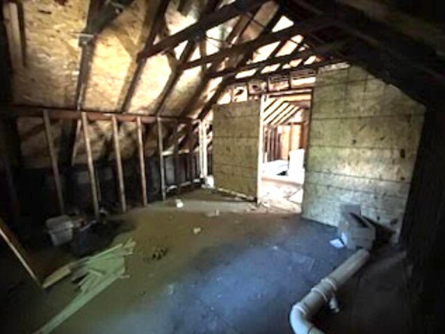 view of unfinished attic