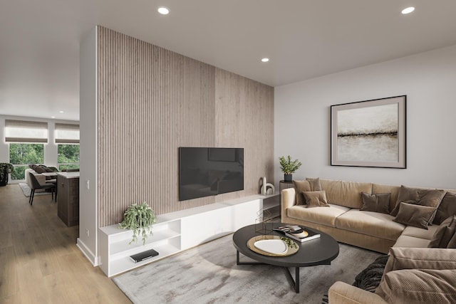 living room featuring light wood-type flooring