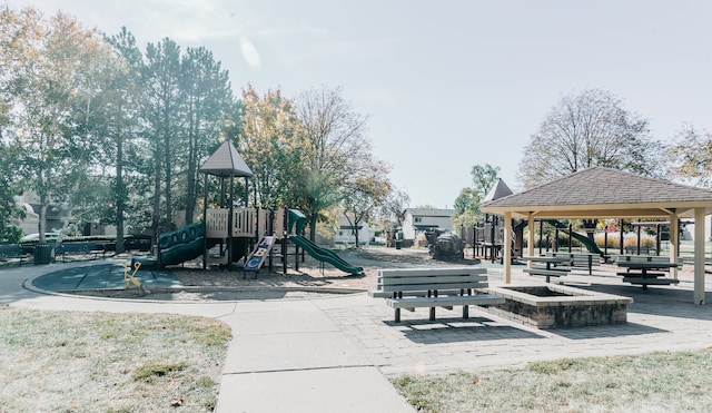 view of jungle gym with a gazebo