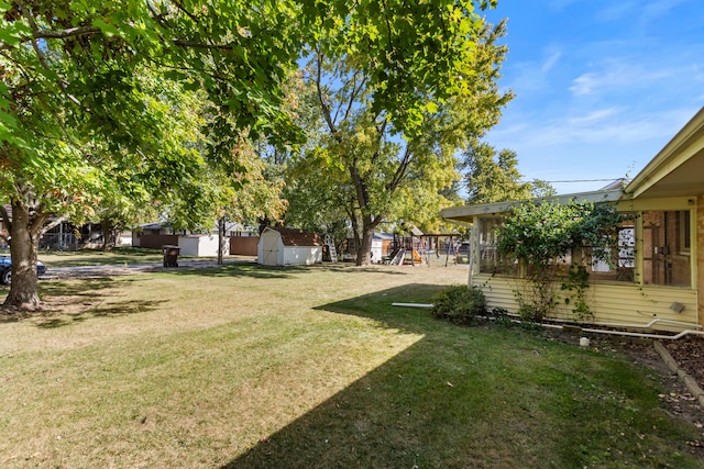 view of yard featuring a playground