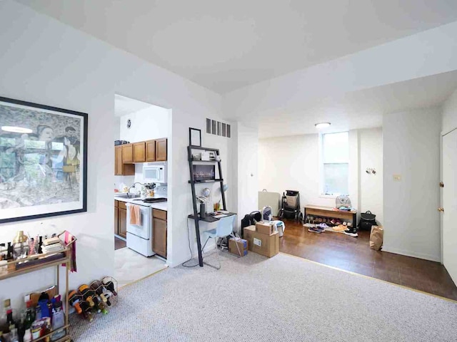 miscellaneous room featuring light hardwood / wood-style floors and sink