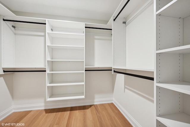 walk in closet with hardwood / wood-style flooring