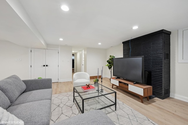 living room with light wood-type flooring